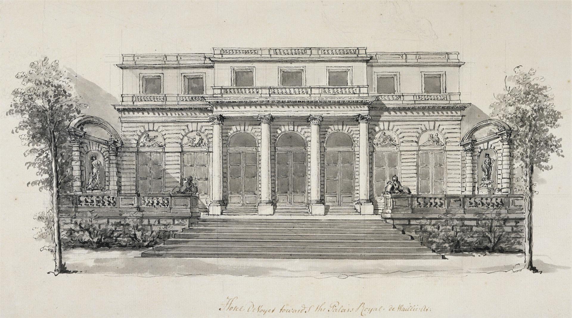 William Chambers, Hôtel de Voyer sur le jardin du Palais-Royal, 1774, Londres, RIBA